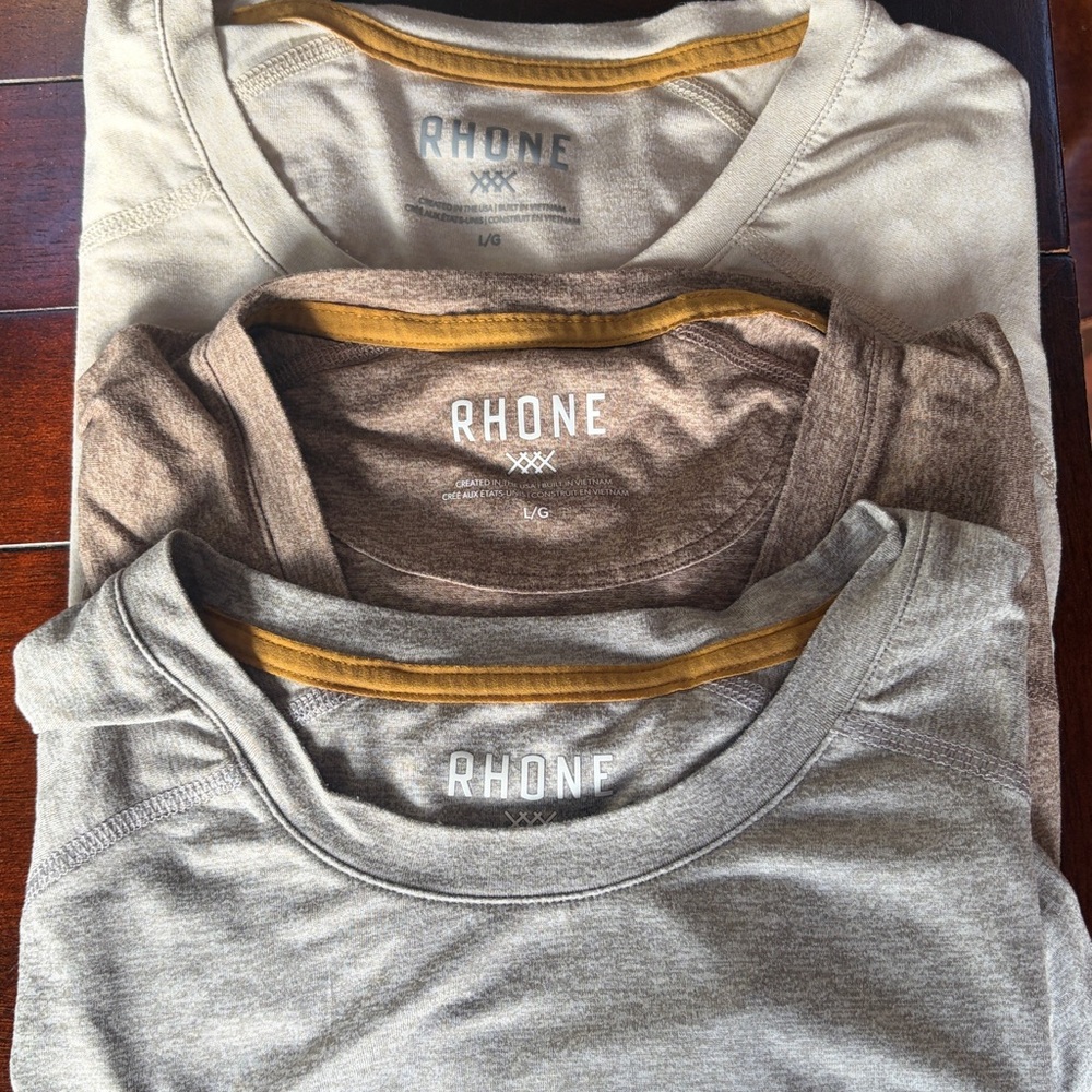 Rhone Men's Cream, Brown, and Gray Short Sleeve Atmosphere Tees